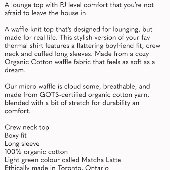 Encircled The Fair Micro-Waffle Crewneck in Matcha Latte size med, slow fashion. - Picture 3 of 9